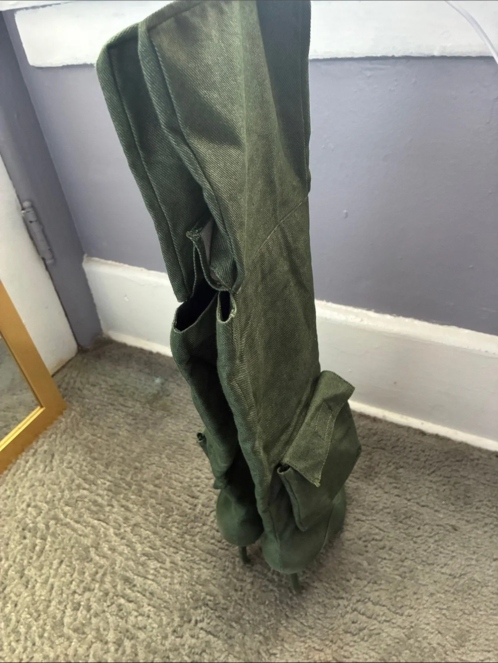 Women’s Olive Green Over-the-Knee Stiletto Boots with pockets